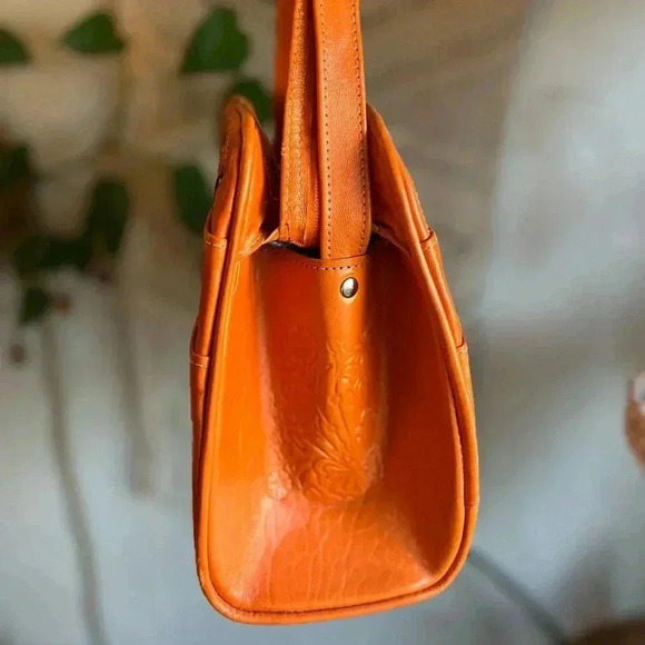 Handcrafted Tooled Leather Bag - 10x9 Orange Crossbody Purse Made in Mexico - Picture 5 of 12